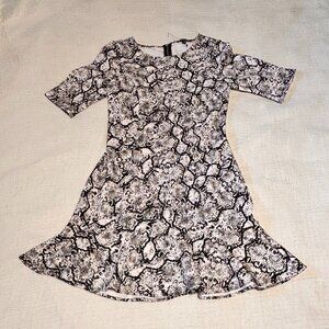 Express  Snake Print Ruffles Bottom Mini Dress - Size  8 -  Black and  White